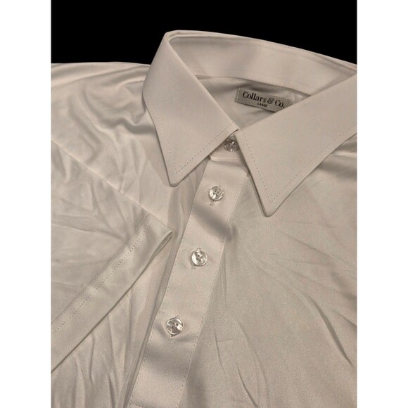NWOT Collars & Co Men’s L English Spread Collar Polo Shirt – Solid White - Picture 1 of 7